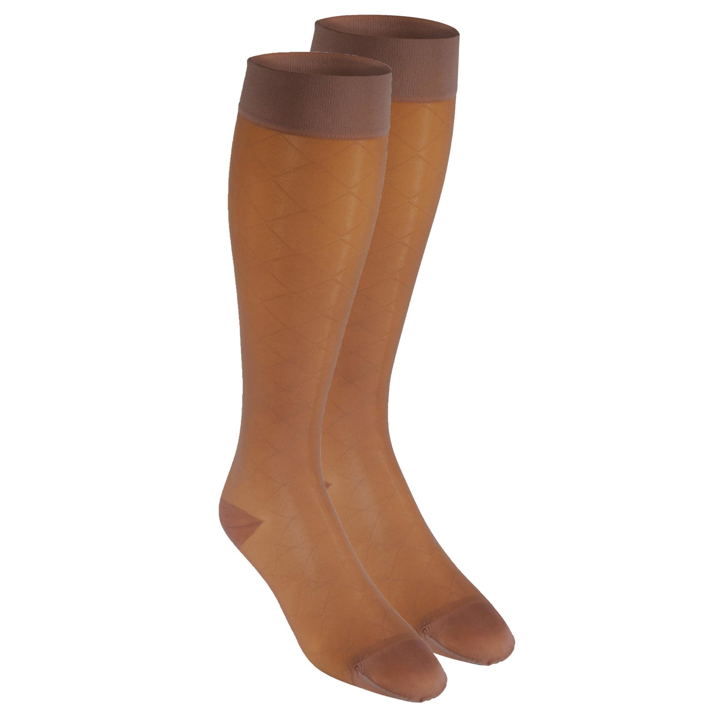 NuVein Sheer Compression Stockings, 15-20 mmHg Support, Women's Dot Pattern Nylons, Knee High, Closed Toe, Espresso, Large
