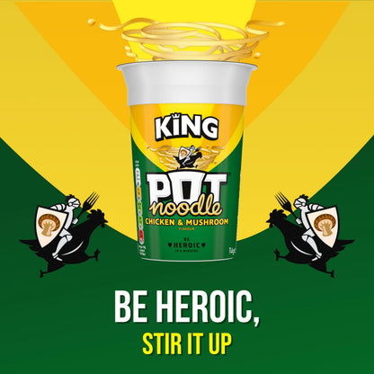 Pot Noodle Chicken & Mushroom King Pot Noodle instant vegetarian snack quick to make noodles 12x 114 g