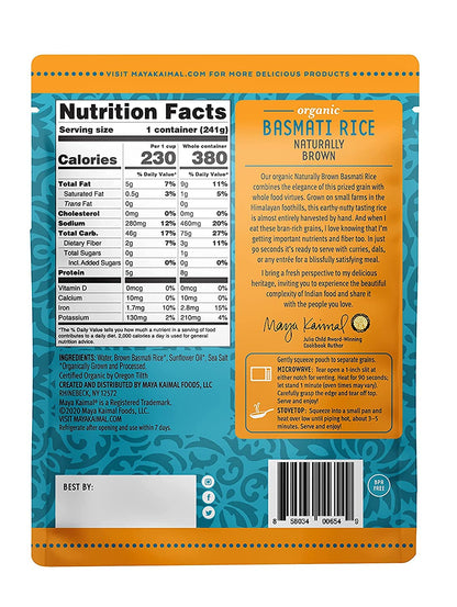 Maya Kaimal Organic Basmati Rice Naturally Brown, Ready to Eat, Fully Cooked, Vegan, Certified Organic, Non GMO, Gluten Free, 8.5 Ounce (Pack of 3)