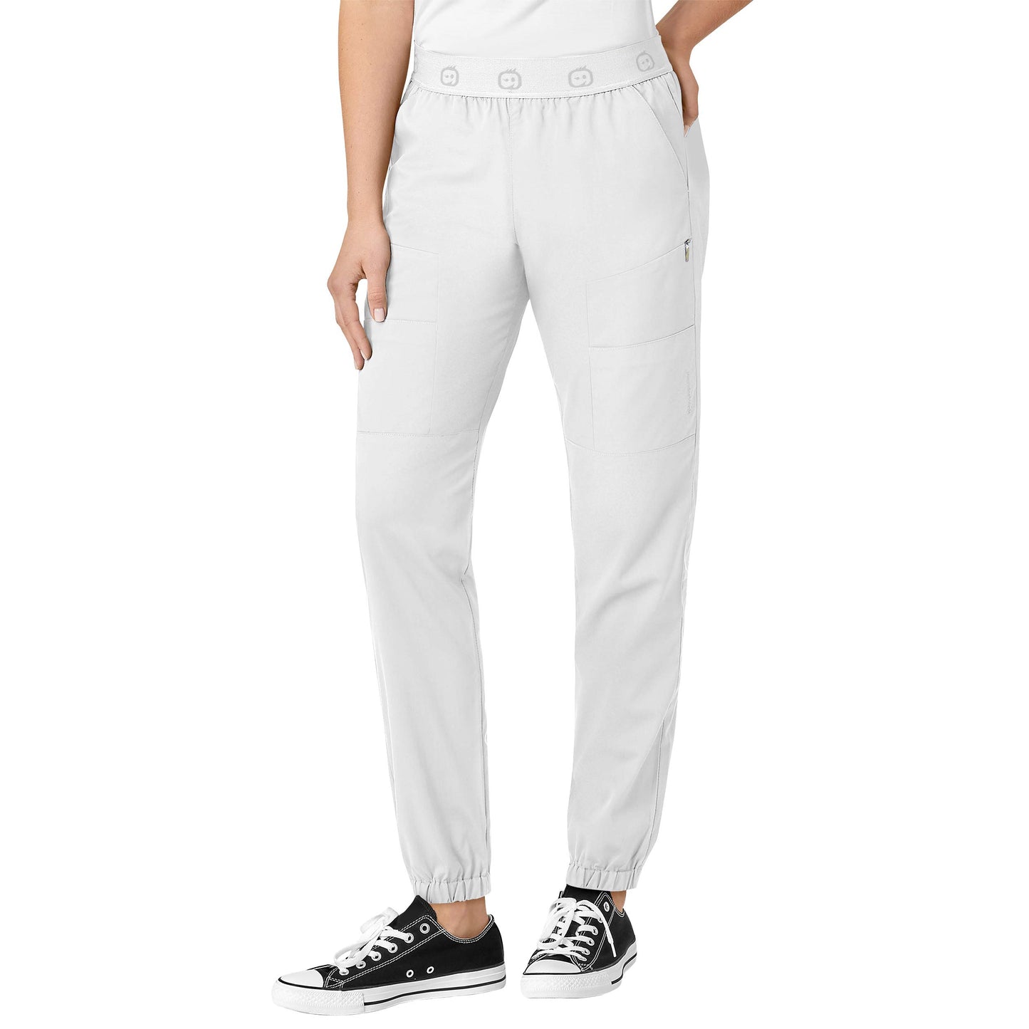 WonderWink Womens Slim Cargo Jogger Medical Scrubs Pants, White, Medium US