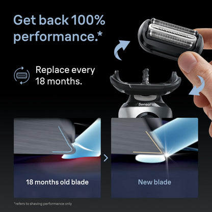 Braun Series 6 Electric Shaver Replacement Head with Sensitive Skinguard, Easily Attach Your Shaver Head, Compatible with New Generation Series 6 Shavers, 64B, Black