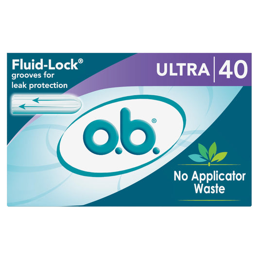 o.b. Tampons No Applicator, Fragrance-Free - 40ct | Applicator-Free Tampons Ultra, Feminine Care, ob Tampon Ultra, Period Products