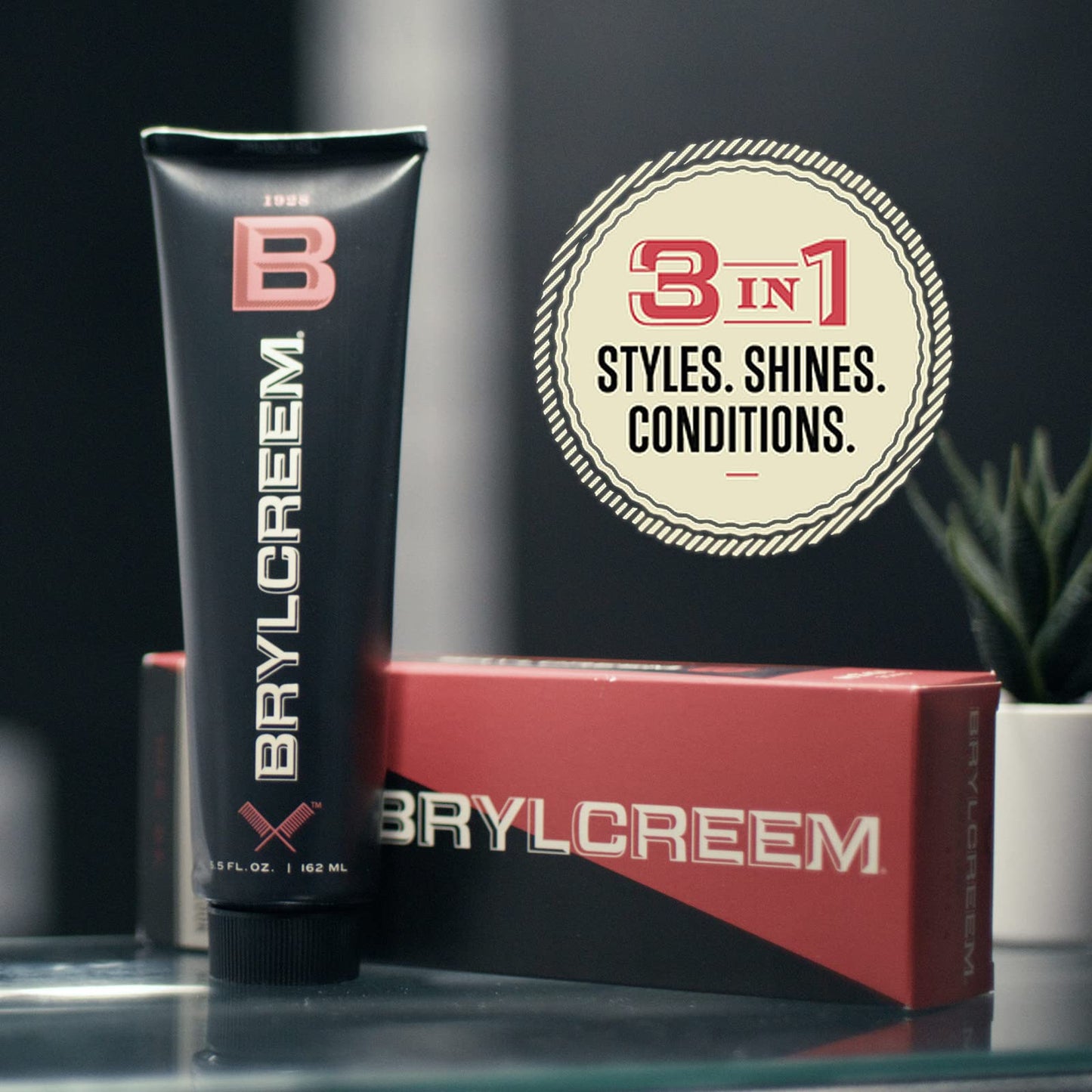 Brylcreem 3-in-1 Original High Shine Men's Hair Cream for Styling, Strengthening, and Conditioning, Alcohol-Free, 5.5 Ounce (Pack of 2)