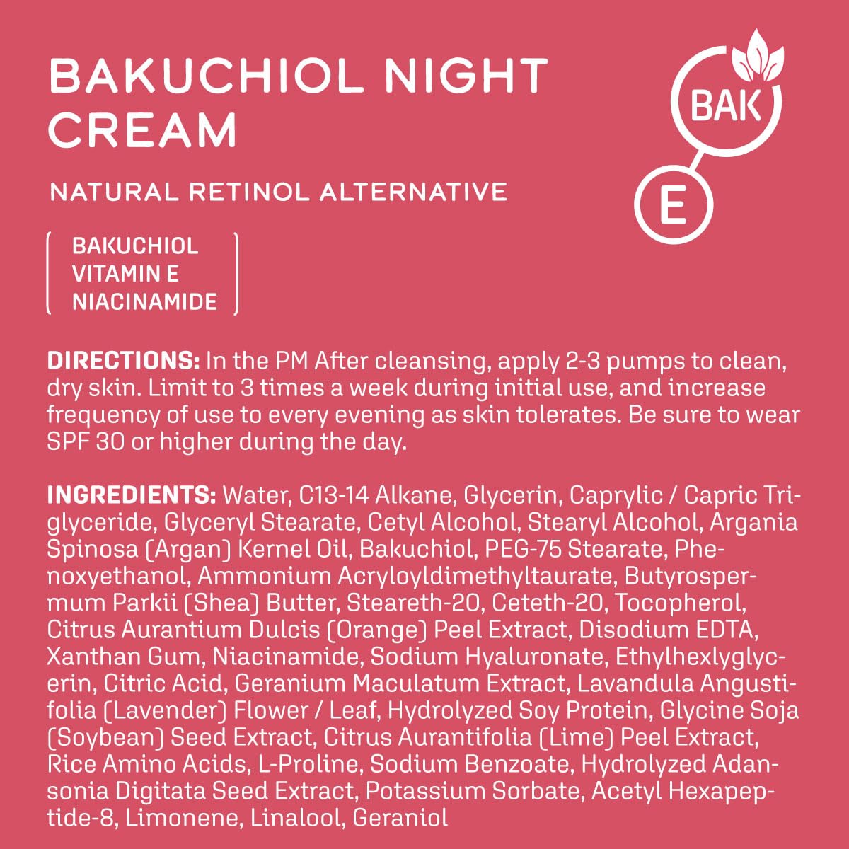 DCL Skincare Bakuchiol Night Cream for Skin Renewal, 1.7 Fl oz