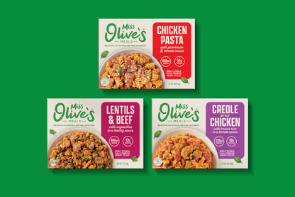 Miss Olive’s Protein Pack – Shelf-Stable Microwavable Ready Meals (6 Pack) – Chicken Creole, Lentils & Beef, Chicken Pasta Parmesan – Fully Cooked Heat & Eat Meals