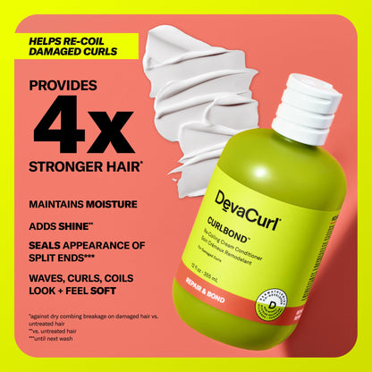 DevaCurl CurlBond Re-Coiling Cream Conditioner | Re-links Broken Bonds | Strengthens| Seals Split Ends | Preserves Color Up to 30 Washes