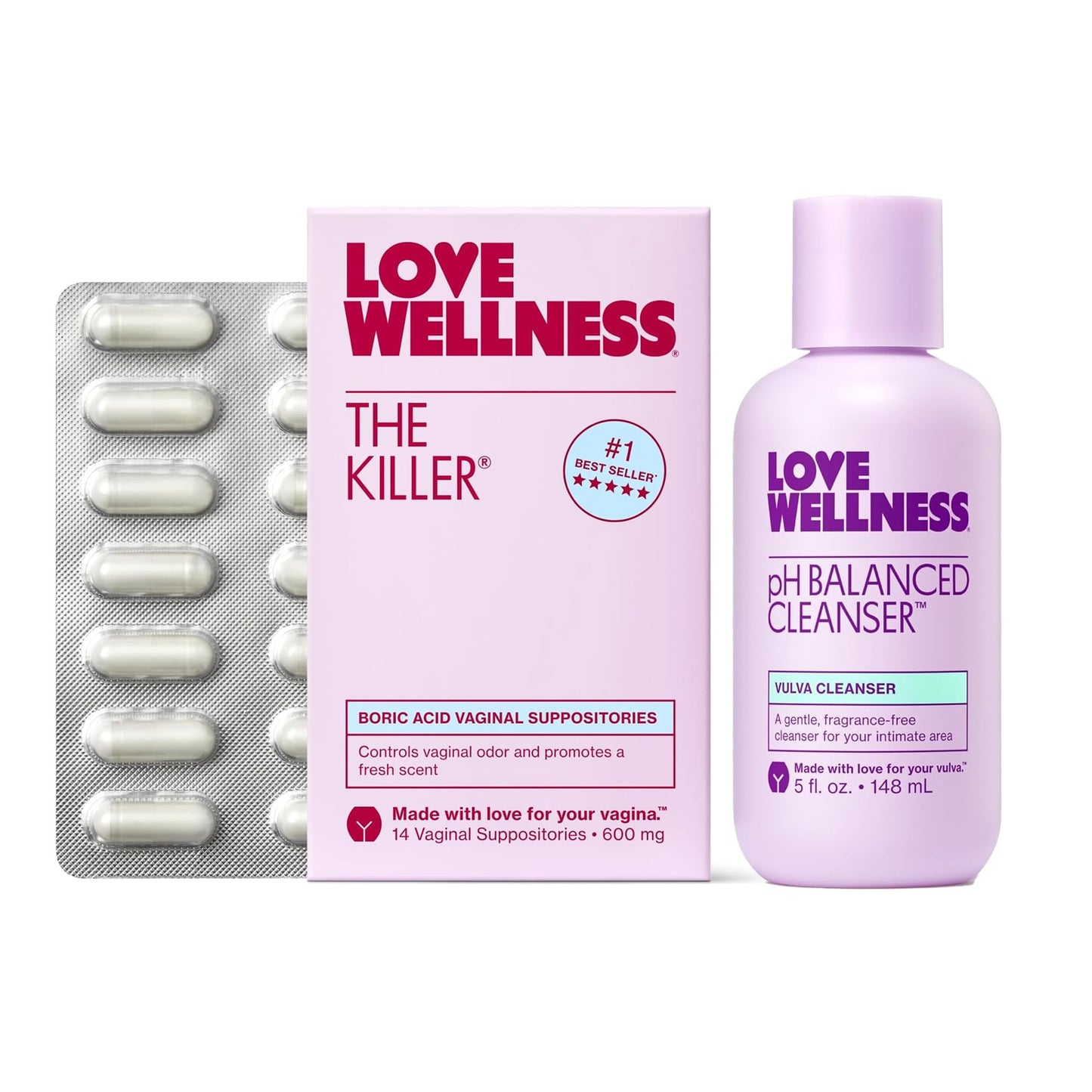 Love Wellness pH Balancing Cleanser & The Killer | Feminine Balance Duo | Supports Balanced pH, Intimate Health & Hygiene