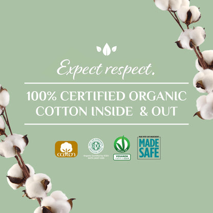 Organyc 100% Certified Organic Cotton 2 in 1 Panty Liners for Women Fits Thong or Regular Underwear, Light Flow, 20 Count