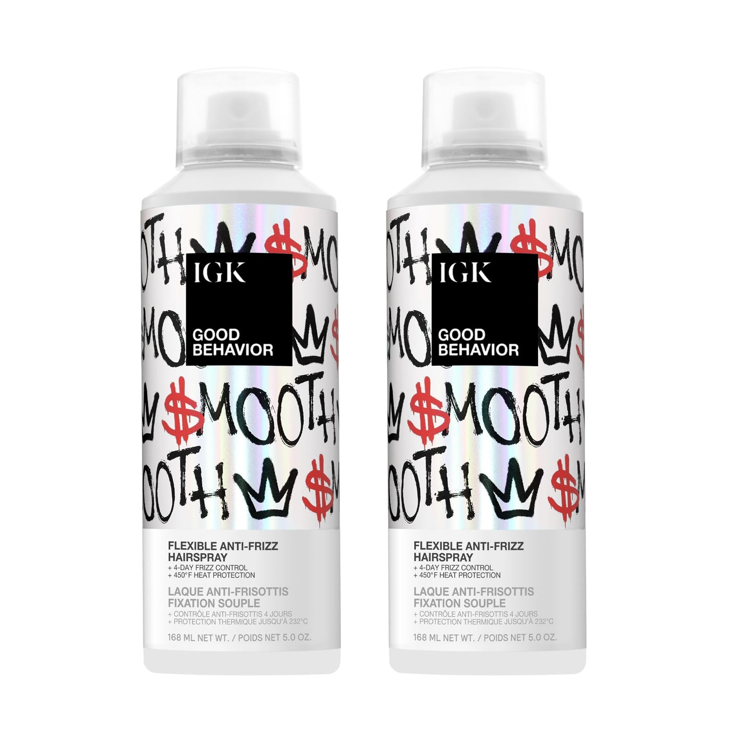 IGK Good Behavior Flexible Hairspray 2 pack – Medium Hold Hairspray with 4-Day Frizz Control & 450°F Heat Protection – Vegan & Cruelty-Free