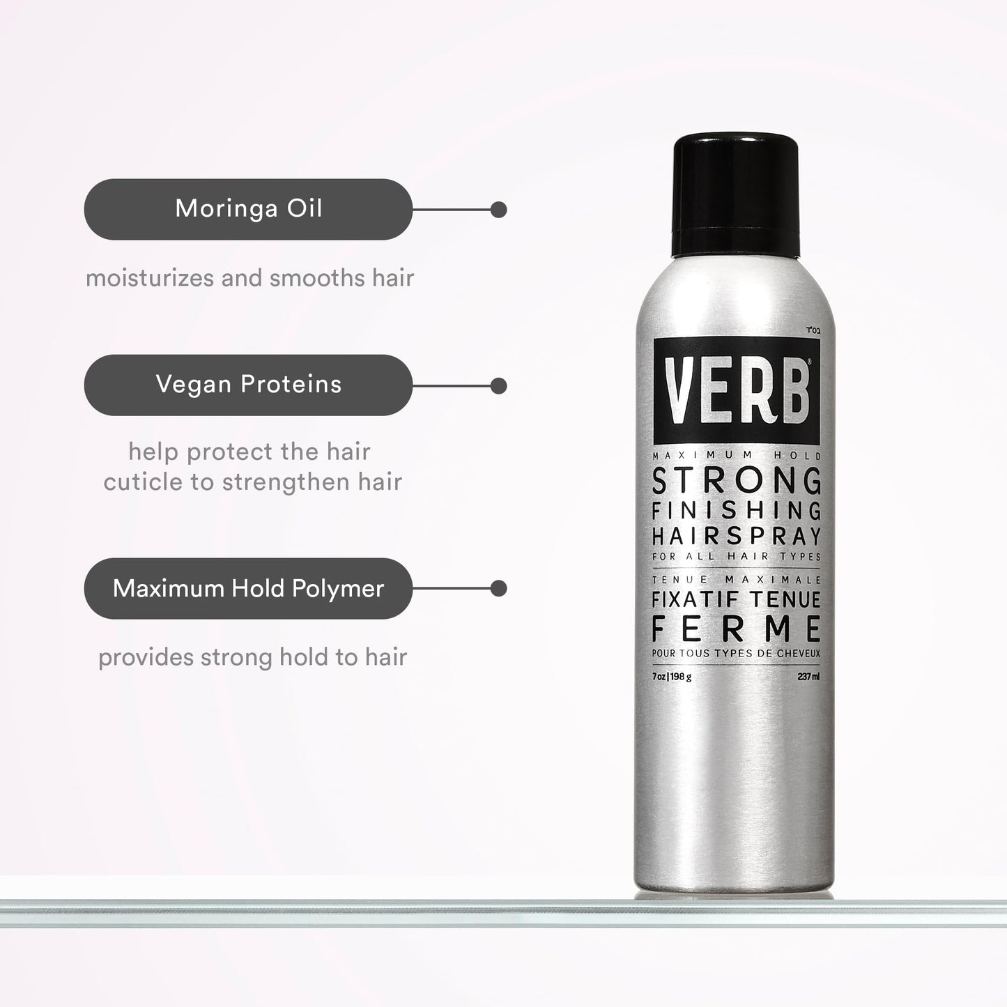 VERB Strong Finishing Hairspray, 7 oz - Firm Hold + Humidity Resistant - Warm Floral Scent