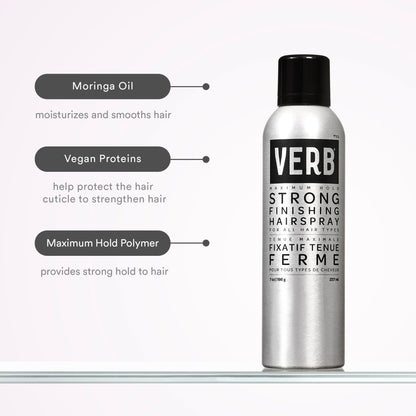 VERB Strong Finishing Hairspray, 7 oz - Firm Hold + Humidity Resistant - Warm Floral Scent