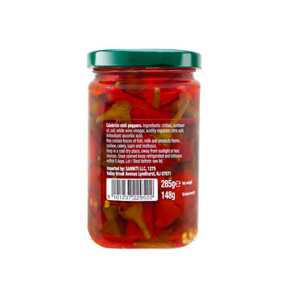 Sanniti Calabrian Chili Peppers | Italian Hot Long Chili Peppers | Perfect for Sandwiches, Salads, Pasta Sauces & More | 10 ounce Jar
