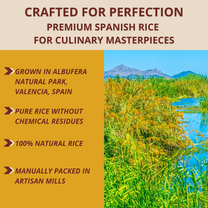 ARROZ TARTANA Authentic Albufera Spanish Paella Rice Imported from Spain, Great for Risotto, Seafood and Mediterranean Dishes (2.2 LB Bag, 2-Pack)