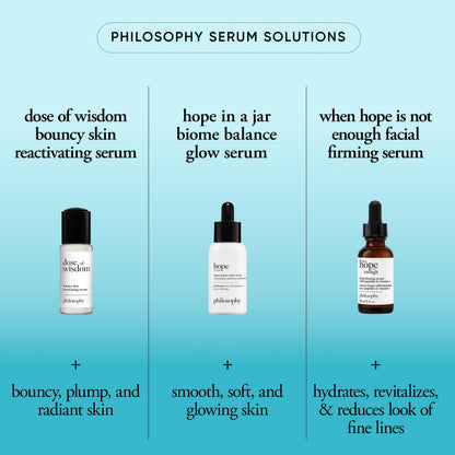 philosophy dose of wisdom bouncy skin reactivating facial serum - with hyaluronic acid, vitamin C & a patented vitality booster - delivers skin that is bouncy, plumped & radiant in one week