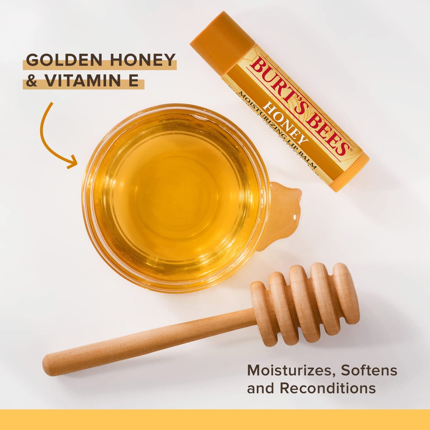Burt's Bees 100% Natural Moisturizing Lip Balm, Honey with Beeswax - 1 Tube, 0.15 Ounce