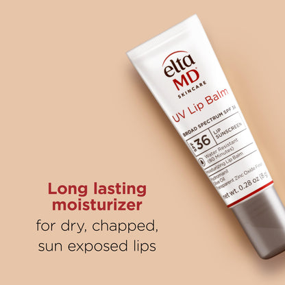 EltaMD UV Lip Balm Sunscreen, Moisturizes and Protects Dry Cracked Lips, Water Resistant up to 80 Minutes, Transparent Zinc Oxide Sunscreen