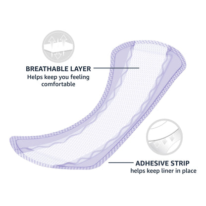 Amazon Basics Daily Pantiliner, Long Length, Feminine Pads for Women, Unscented, Comfortable Thin, 120 Count (3 Packs of 40) (Previously Solimo)