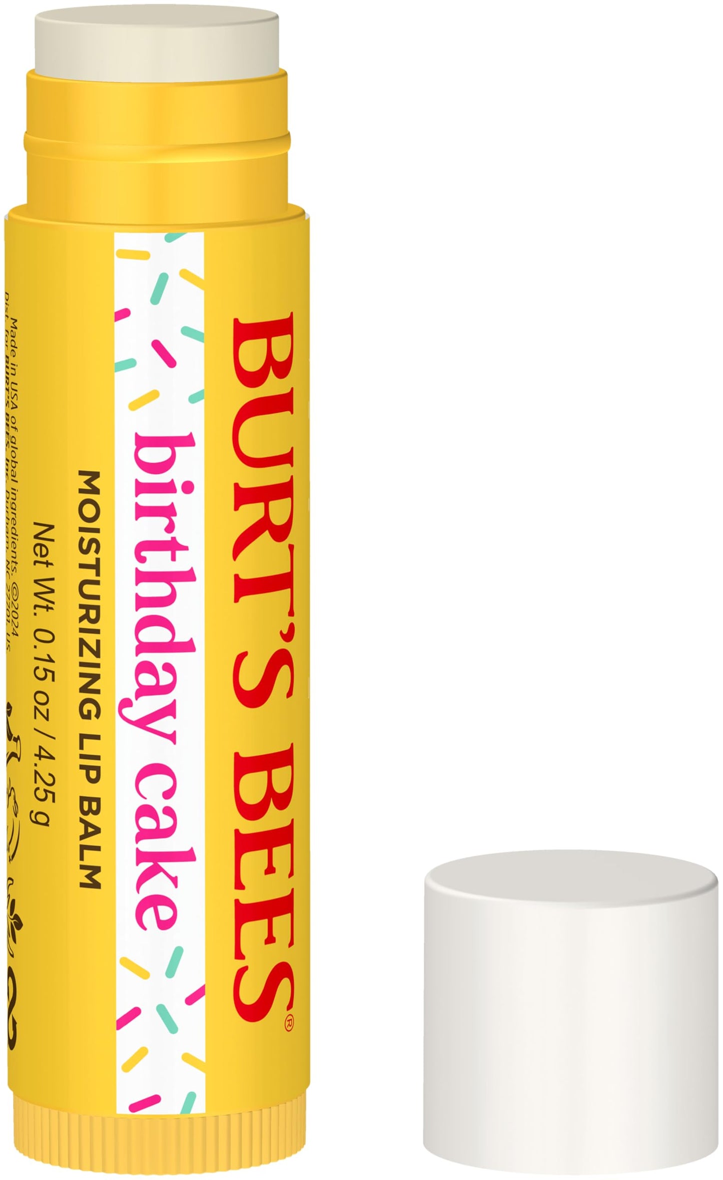 Burt's Bees Birthday Cake Lip Balm, Tint-Free, Natural Origin Lip Care, 1 Tube, 0.15 oz.