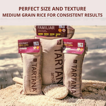 ARROZ TARTANA Authentic Albufera Spanish Paella Rice Imported from Spain, Great for Risotto, Seafood and Mediterranean Dishes (2.2 LB Bag, 2-Pack)