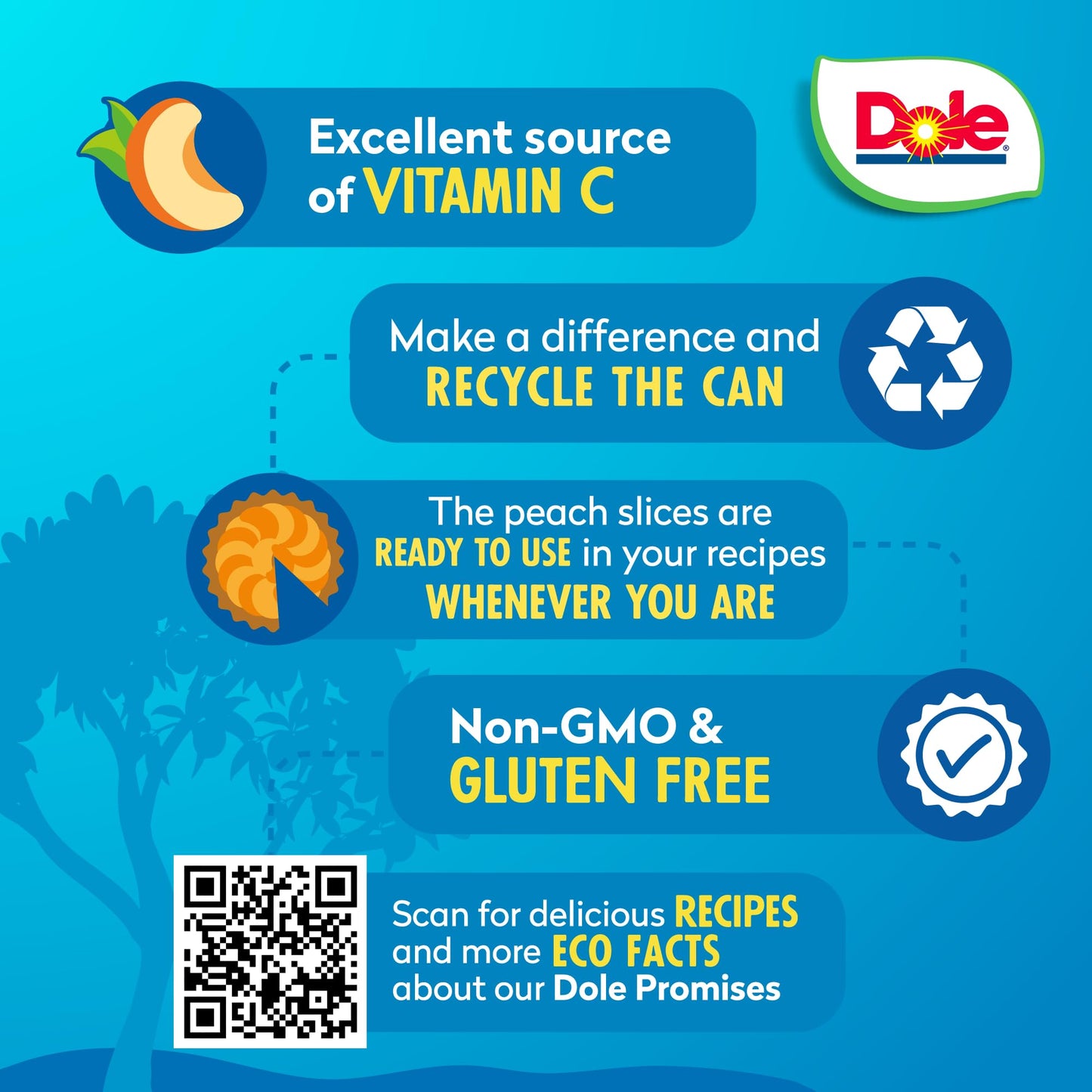 Dole Jarred Peaches Sliced Yellow Cling in 100% Fruit Juice, 23.5 Ounce Jar (Pack of 8)