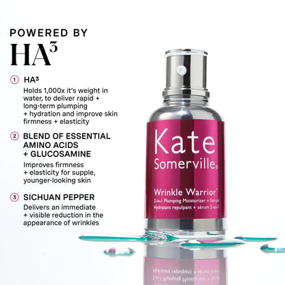 Kate Somerville Wrinkle Warrior® 2-in-1 Plumping Moisturizer + Serum – Hydrating Formula with Hyaluronic Acid, Smooths Fine Lines, Firms Skin & Boosts Radiance, 1.7 Fl Oz