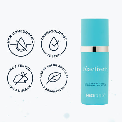 NEOCUTIS RéACTIVE+ Vitamin C & E Antioxidant Serum with Broad‑Spectrum SPF 45 – Protects & Revitalizes Skin – Reduces Fine Lines & Redness – 1 fl. oz.