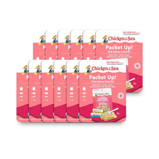Chicken of the Sea Packet Up! Alaskan Pink Salmon Salad Kit, 4.1 oz. Packets, 12-Count – High Protein Snack – Make Salmon Salad for Easy, Nutritious Ready to Eat Meals