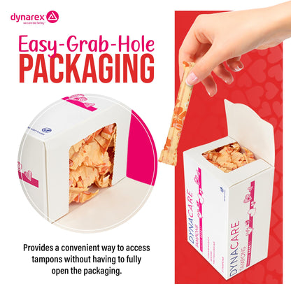 Dynarex Super Plus Tampons – Bulk Feminine Hygiene Product with Cardboard Applicator – 8 Hour Protection – 10 Boxes of 200 Total Tampons