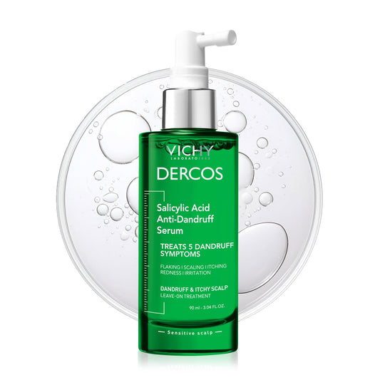 Dercos Salicylic Acid Anti-Dandruff Treatment, Scalp Treatment Targets Dandruff Symptoms & Leaves Head Feeling Hydrated & Soothed, Serum Provides Flake & Itch Relief, 3 Fl. Oz.