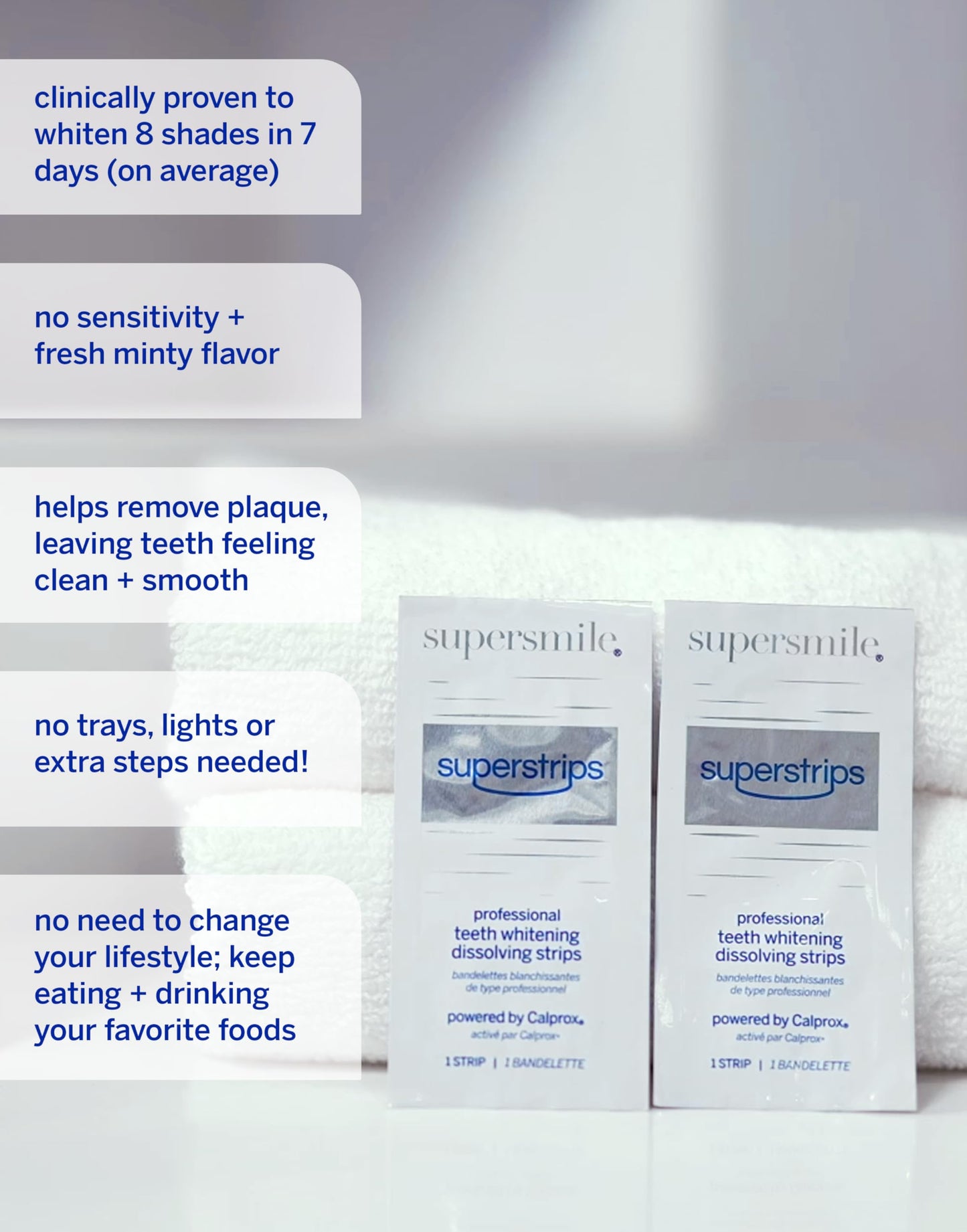 Supersmile Whitening System – Toothpaste (1.4 oz) & Accelerator (1.2oz) & 14 Dissolving Whitening Strips – TSA Kits