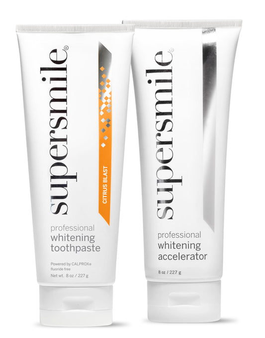 Supersmile Fluoride-Free Whitening System – 8 oz Professional Grade Whitening Toothpaste & Accelerator – Whitens up to 6 Shades & Strengthens Enamel