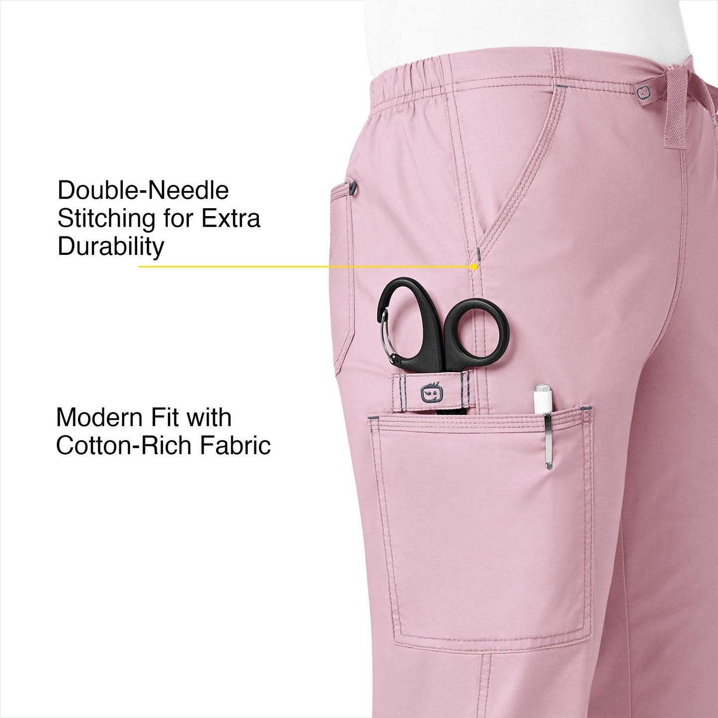 WonderWink Women's WonderFlex Grace Flare Leg Cargo Pant, Rose Blush, 2X