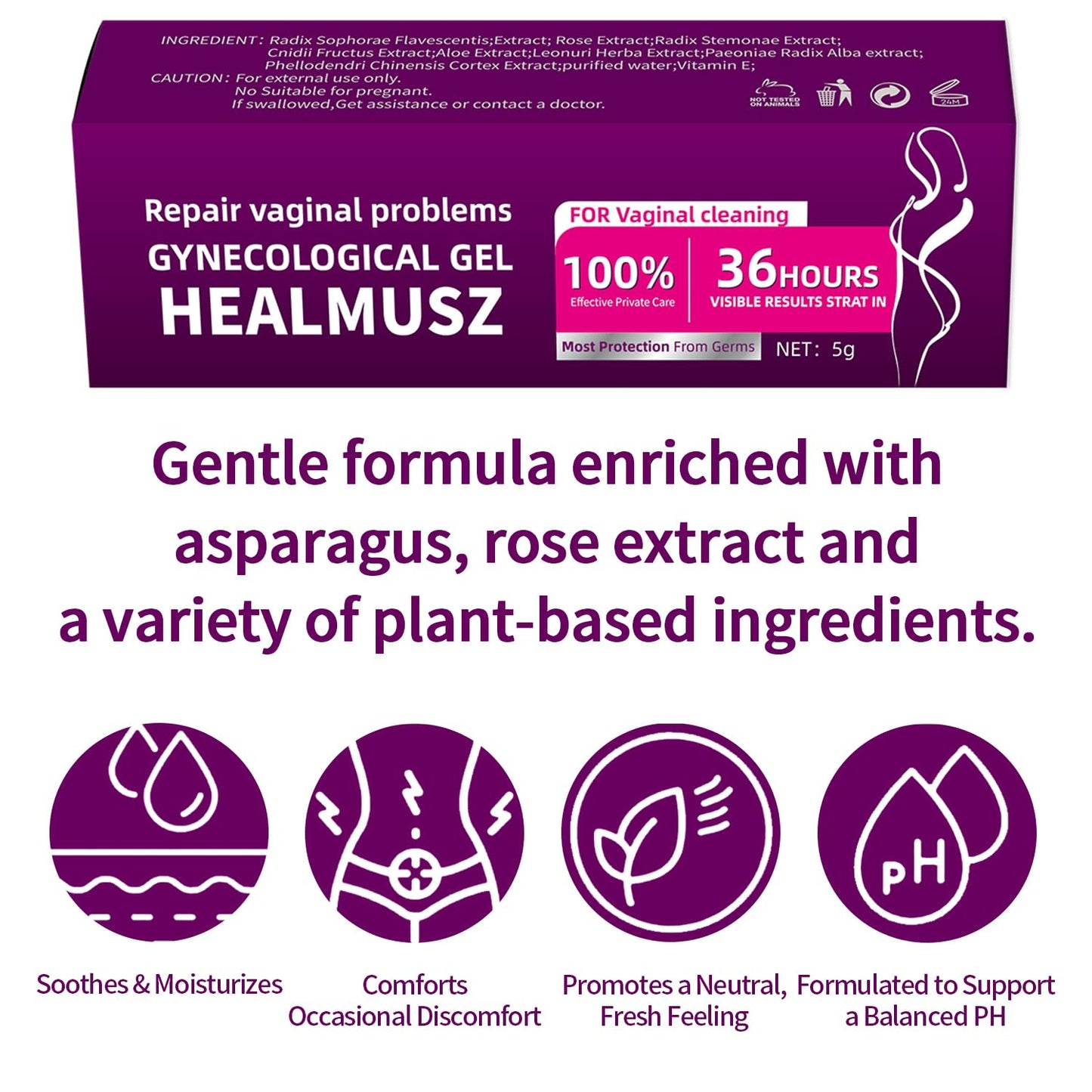 Vaginal Moisturizing Gel, Long Lasting for Vaginal Dryness & Irritation, Vaginal Moisturizer with Hyaluronic Acid & Vitamin E,Feminine Care Hormone Free, 5 Pre-Filled Tubes