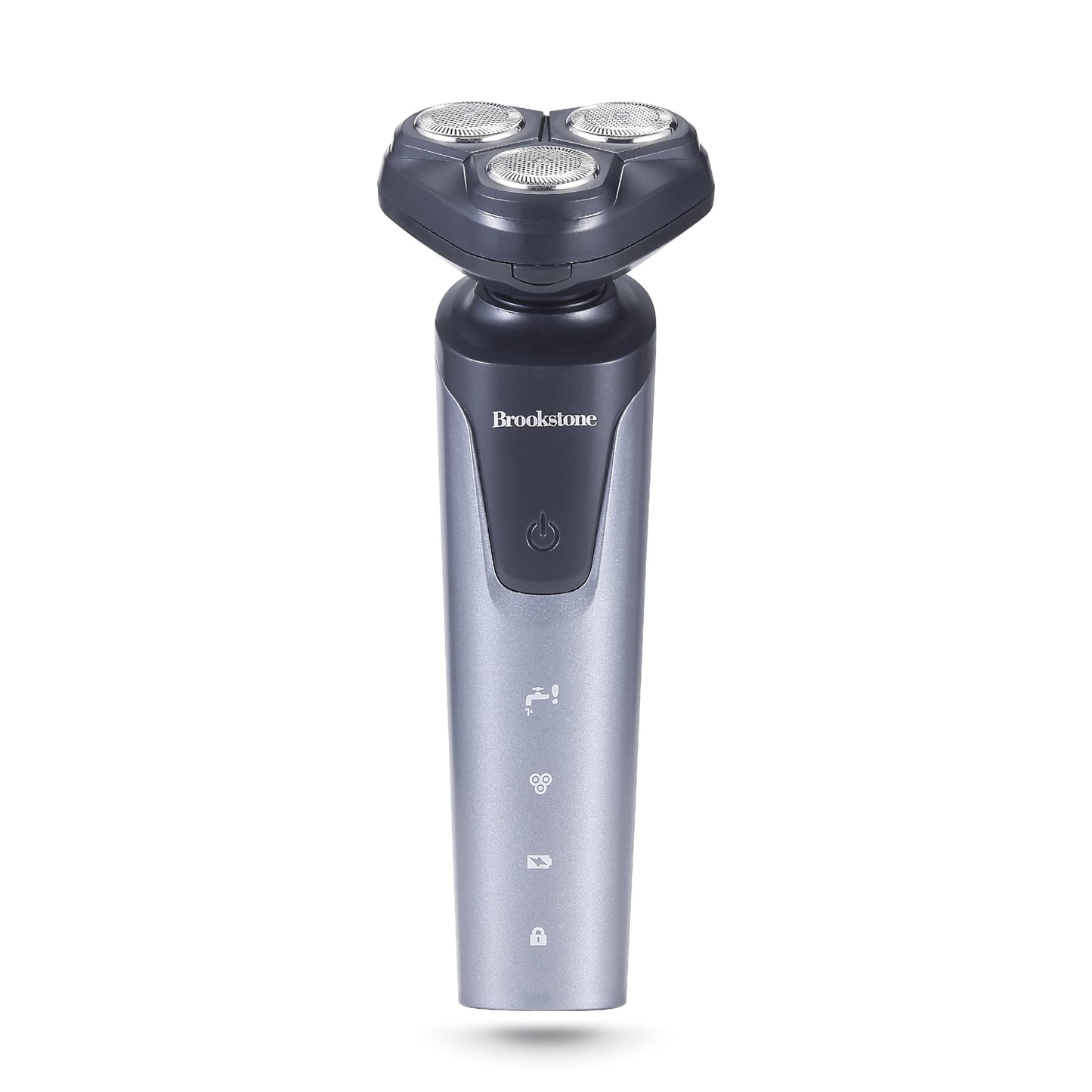 Brookstone - 3 Head Rotary Shaver, Precision Shave, Cutting-Edge Design, Professional Quality (Black/Grey)