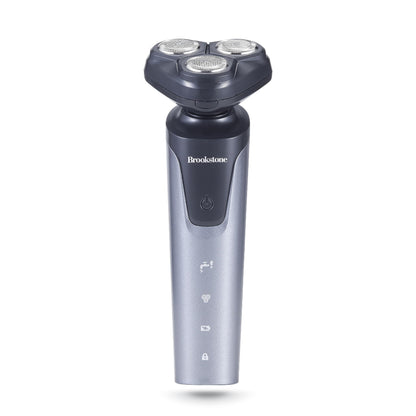 Brookstone - 3 Head Rotary Shaver, Precision Shave, Cutting-Edge Design, Professional Quality (Black/Grey)