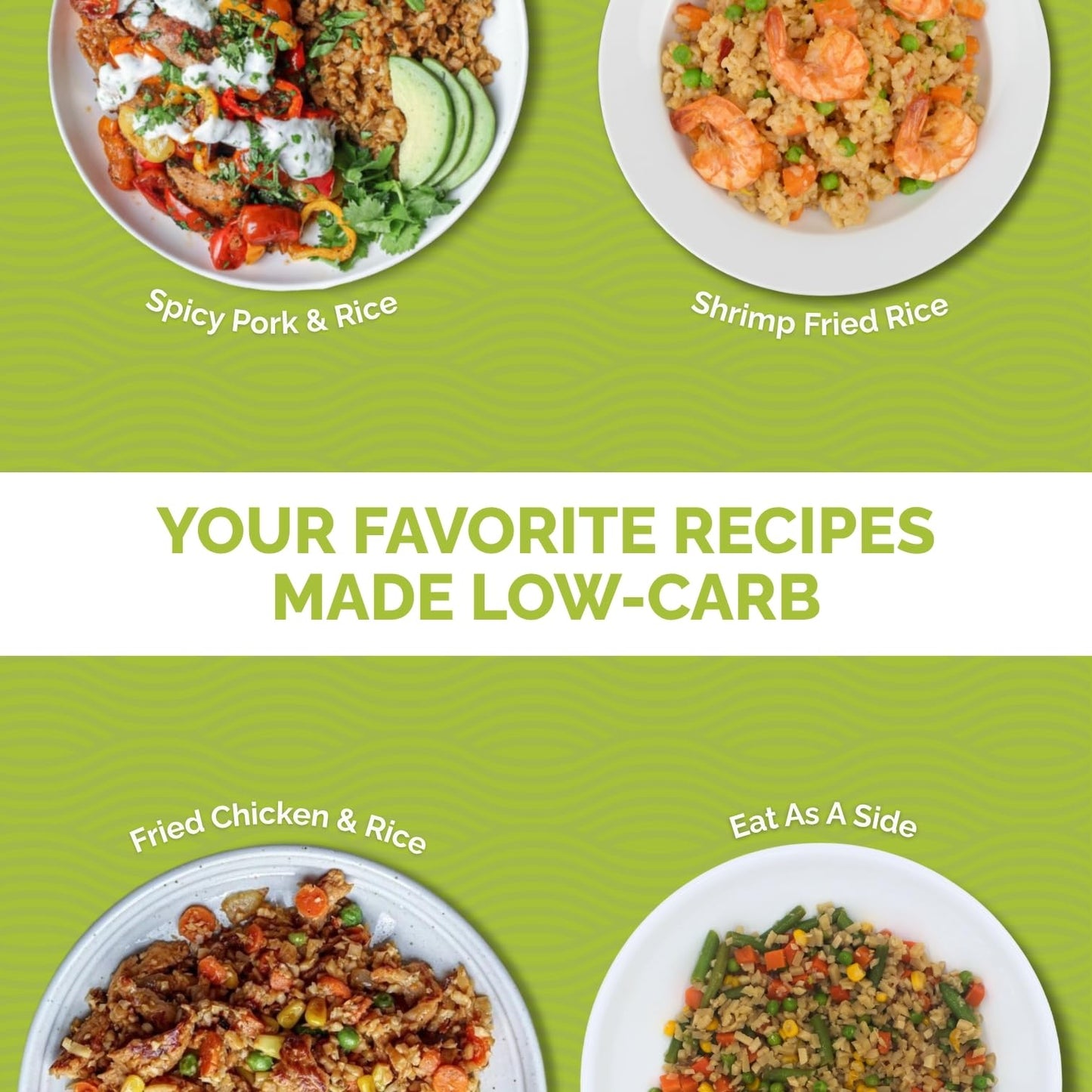 Palmini Fried Rice | Low-Carb, Low-Calorie Hearts of Palm Rice | Keto, Gluten Free, Vegan, Non-GMO | As seen on Shark Tank | (8 Ounce Pouch - Pack of 6)