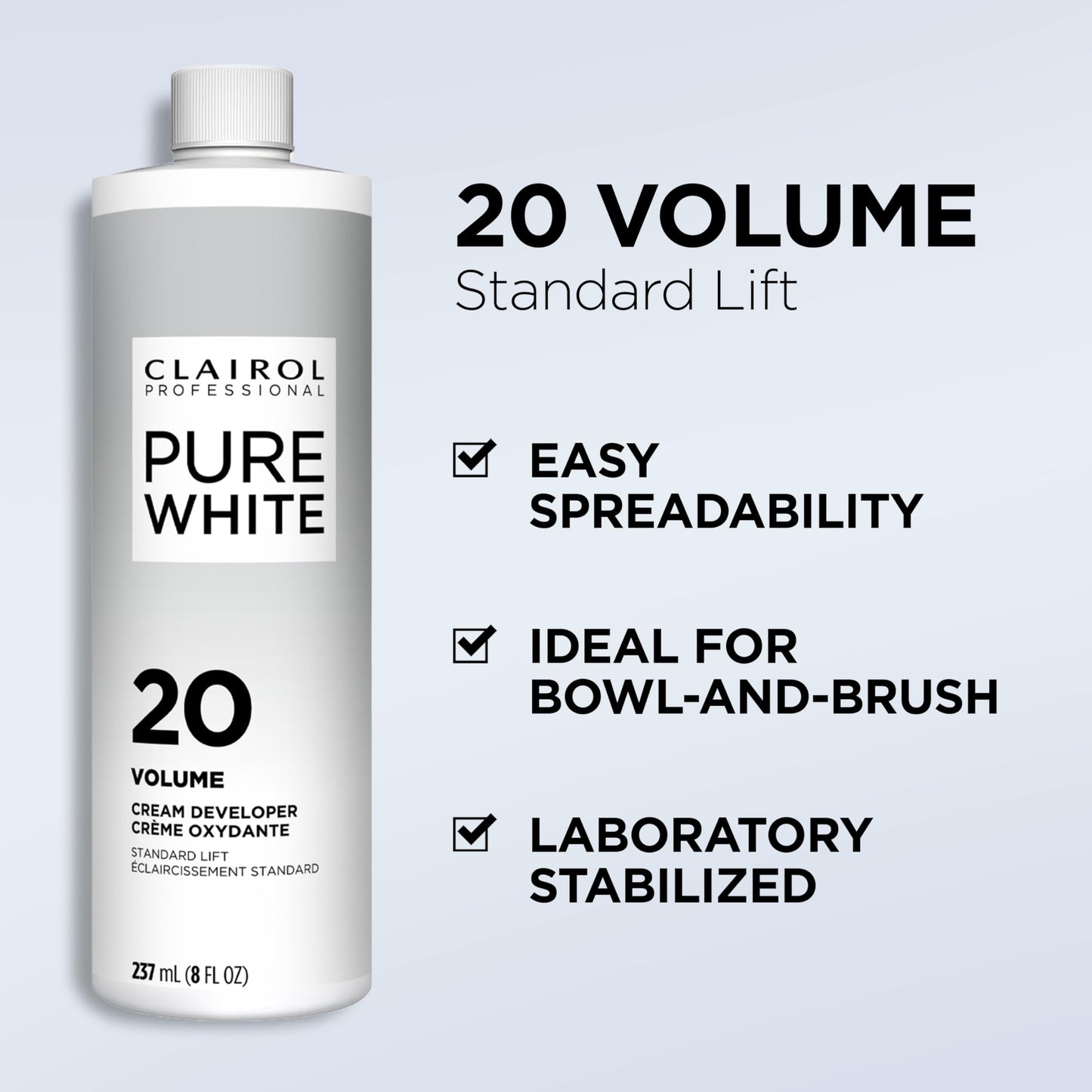 Clairol Professional Clairoxide Pure White 20 Volume Creme Developer, 8 Fl Oz (Pack of 1)