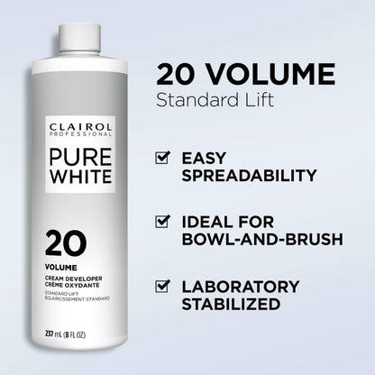 Clairol Professional Clairoxide Pure White 20 Volume Creme Developer, 8 Fl Oz (Pack of 1)