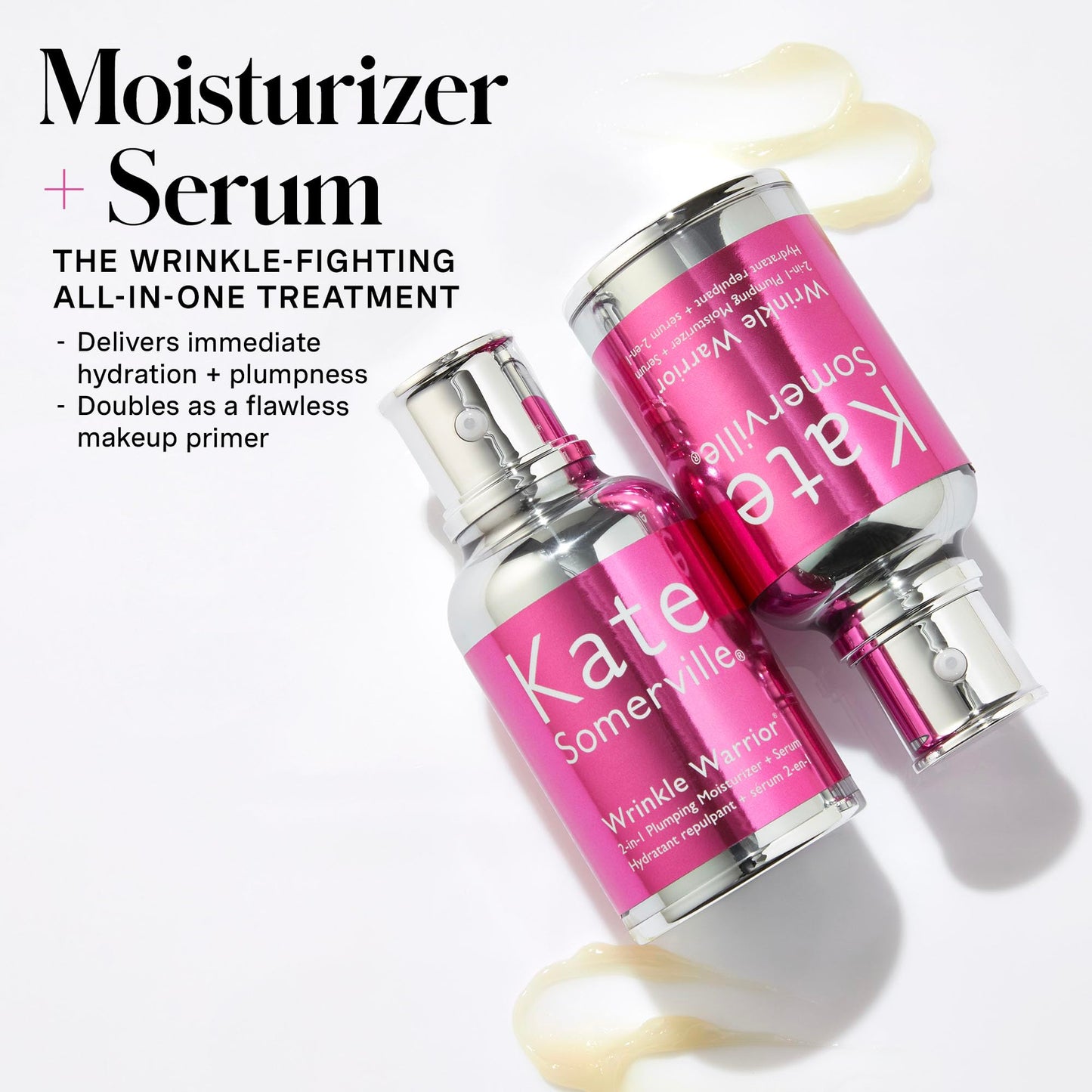Kate Somerville Wrinkle Warrior® 2-in-1 Plumping Moisturizer + Serum – Hydrating Formula with Hyaluronic Acid, Smooths Fine Lines, Firms Skin & Boosts Radiance, 1.7 Fl Oz