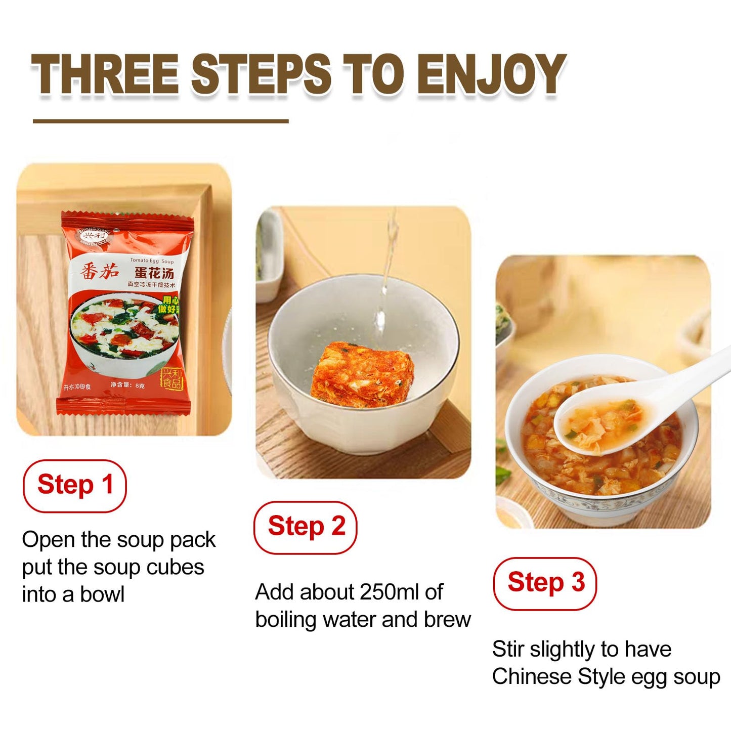 Egg Flower Soup Mix, Vegetable Mix Soup with 4 Flavors (Laver, Spinach, Mushroom, Tomato), 0.3 Ounce (8 Pack)