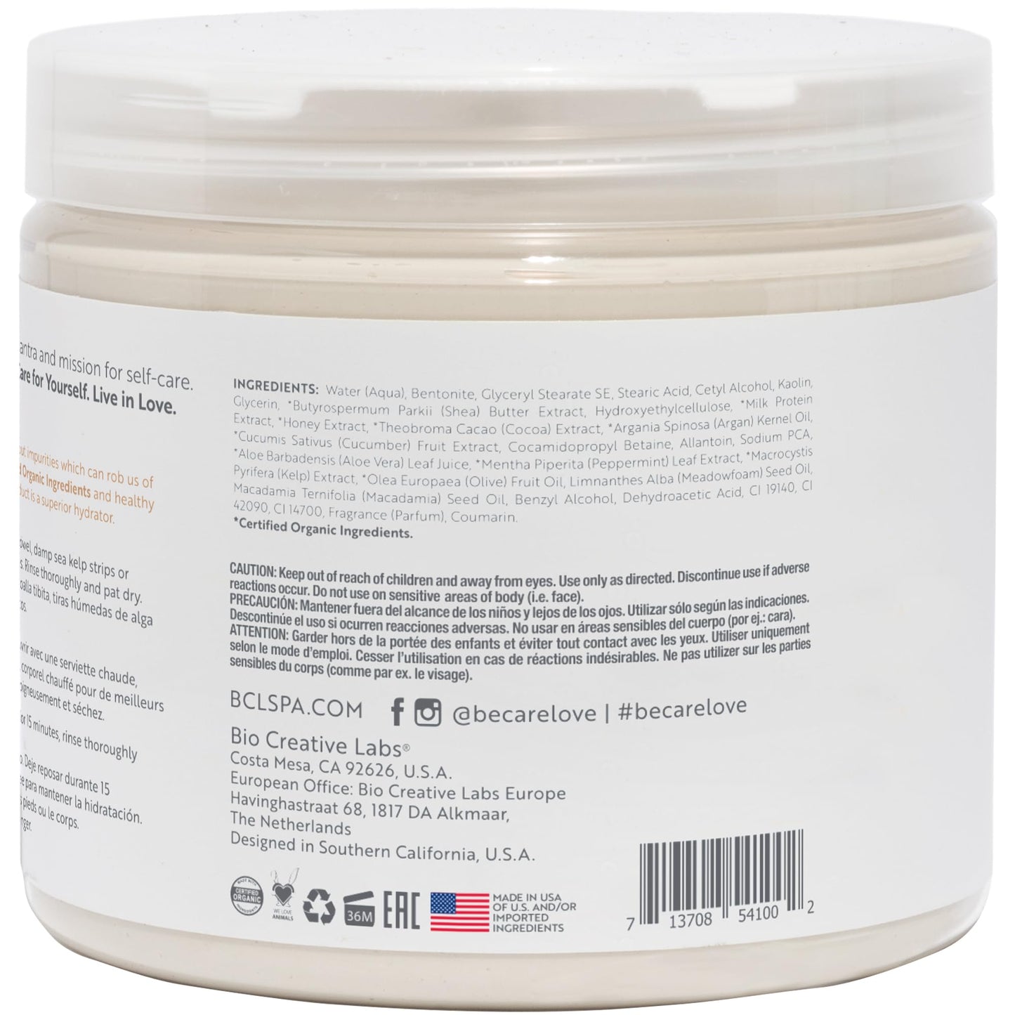 BCL SPA organic Milk and Honey with White Chocolate for hands mask, foot mask, and body mask skin care, self care spa treament for women at home , 16 oz