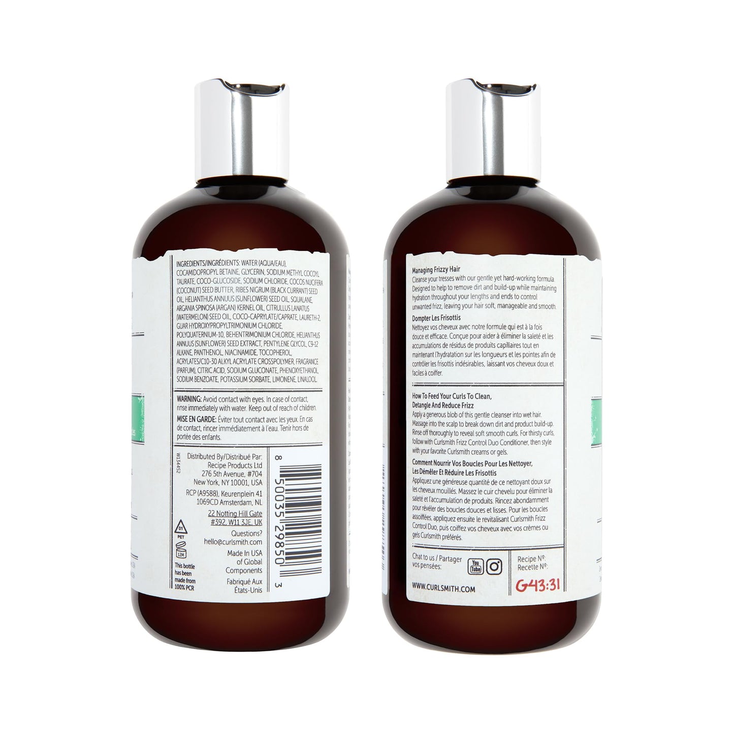 CURLSMITH Frizz Control Shampoo - Frizz-Fighting Shampoo for Curls, Removes Build-Up, For All Curl Types, Vegan & Cruelty Free