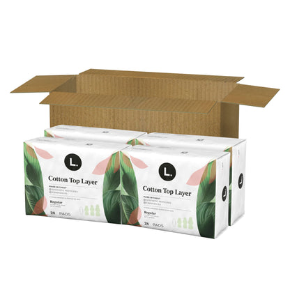 L. Ultra Thin Pads for Women, Regular Absorbency, Organic Cotton Top Layer, Unscented Pads with Wings,112 Count (Pack of 2)