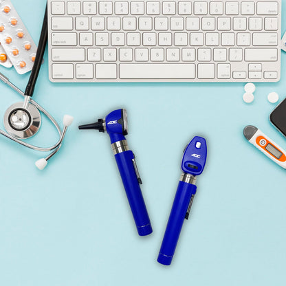 ADC Otoscope/Ophthalmoscope Diagnostic Set, Pocket Size, LED Lamp, 2.5V, Hard Case, Diagnostix 5110NLRB, Royal Blue