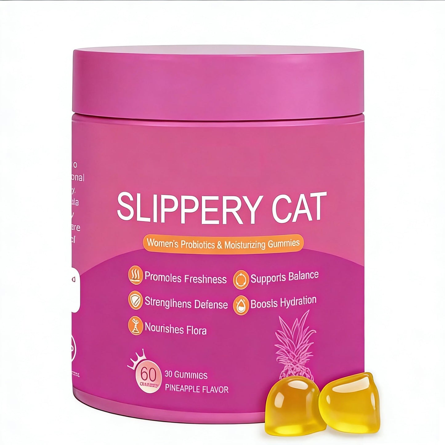 Feminine Probiotics Gummies with Slippery Elm | Pineapple Flavor for Women’s pH Balance, Digestive & Immune Support | Daily Wellness Supplement for Comfort and Freshness, Non-GMO, 30 Gummies