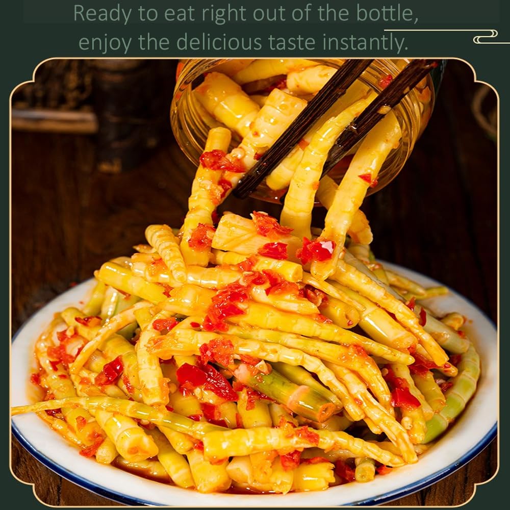 Bamboo Shoots-Spicy Bamboo Shoot Strips - 280g Can, Chinese Food, Can Be Served With Rice/Noodles (Spicy).