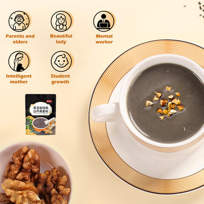 Black Sesame Walnut Mulberry Powder Soup, Chinese Yam Instant Porridge,Black Sesame and Walnut Mixed Powder Congee, Portable Drink for Breakfast Dinner （500g/1.10lbs）