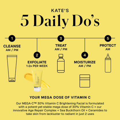 Kate Somerville Mega-C 30% Vitamin C Brightening Facial Mask – Clinic-Grade Treatment to Brighten, Even Skin Tone & Firm, 2 Fl Oz