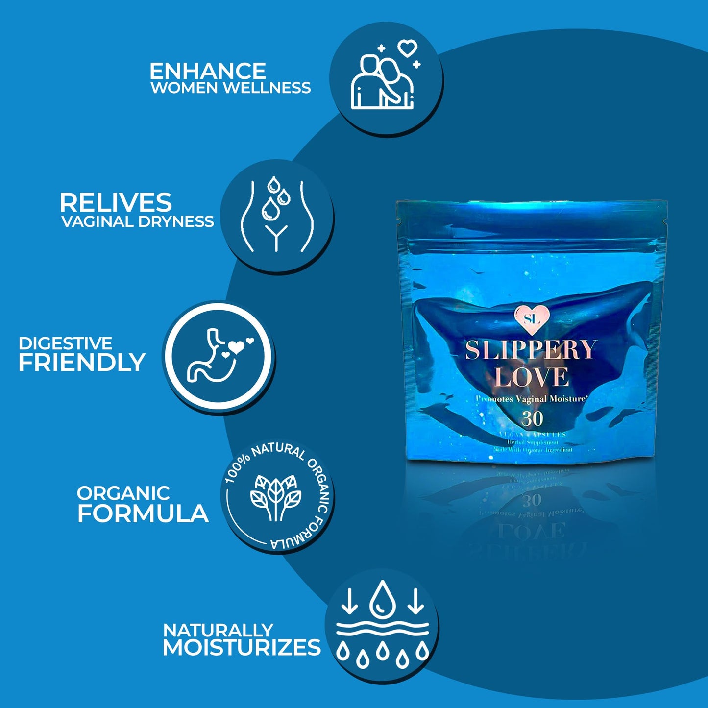 Wetness Organic Supplements for Women - Vaginal Health Pills for Reducing Dryness - 60 Capsules | Boost Moisture & Confidence | Gluten-Free & Non-GMO | Vaginal Dryness Supplements