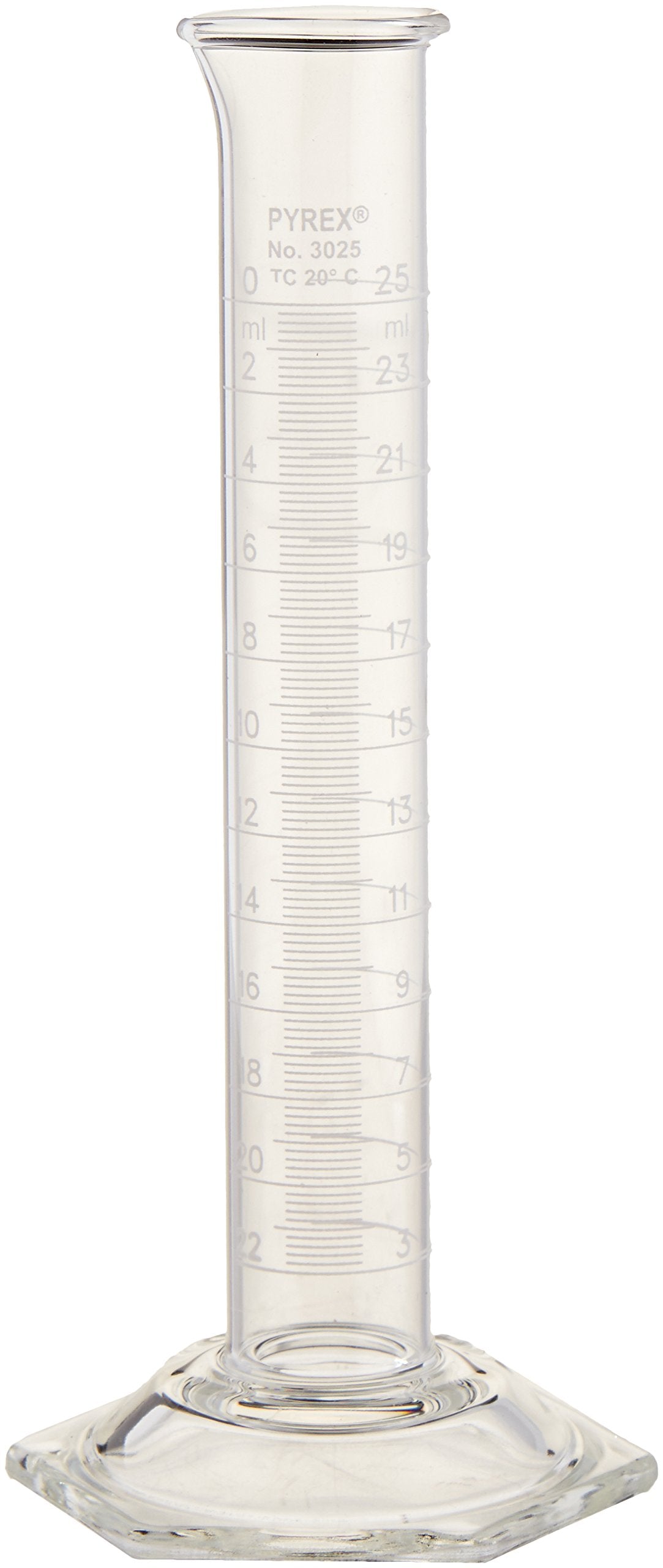 Pyrex Cylinder, Brand 3025, Graduated, 25 mL